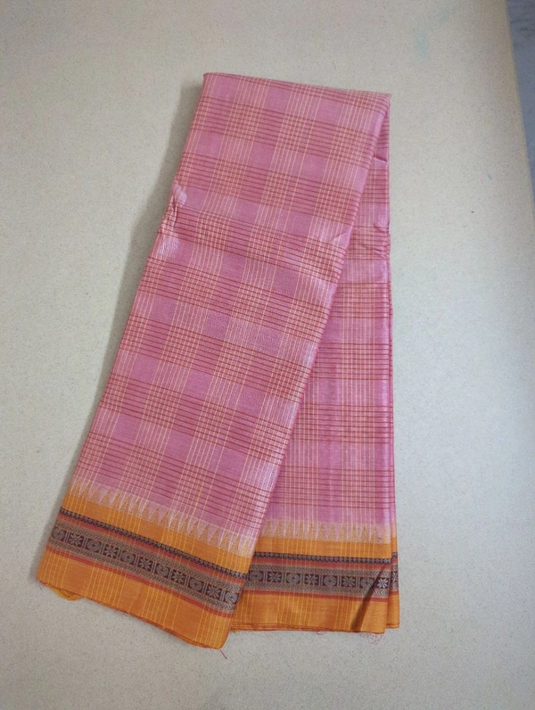 Pure Narayanapet Cotton - Tickle Me Pink, double checks