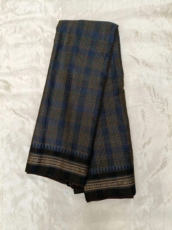 Pure Narayanapet Cotton - black, double checks