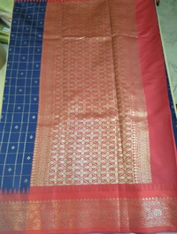 Benaras Gadwal - 4 Leafs, Navy Blue