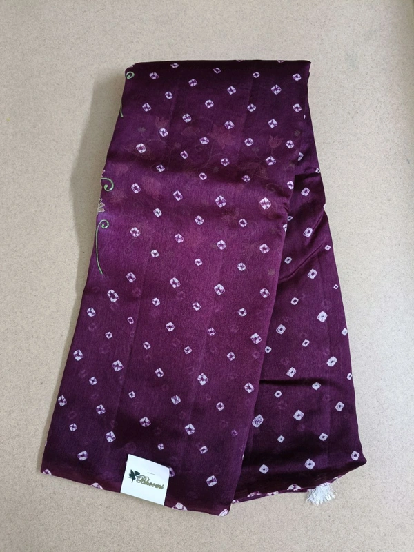 Pure Raw Silk Bhandhini - prple with green