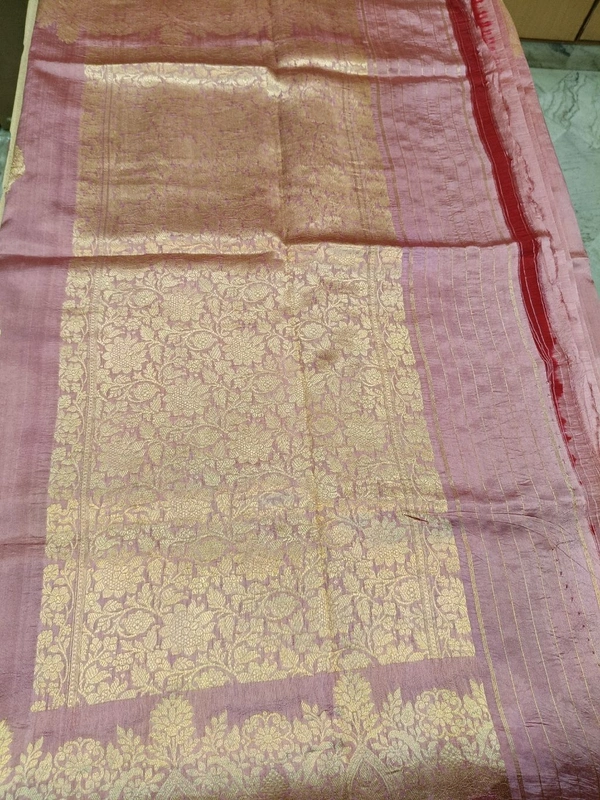 Pure Handloom Raw Silk - Pink Lace