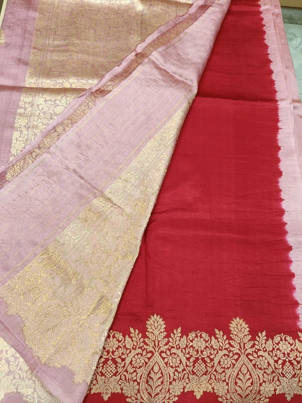 Pure Handloom Raw Silk - Pink Lace
