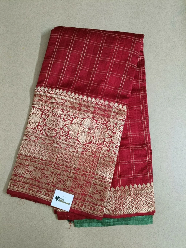 Pure Handloom Raw Silk - Red