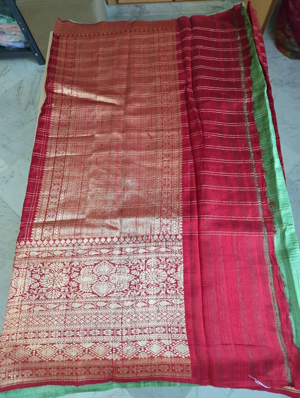 Pure Handloom Raw Silk - Red