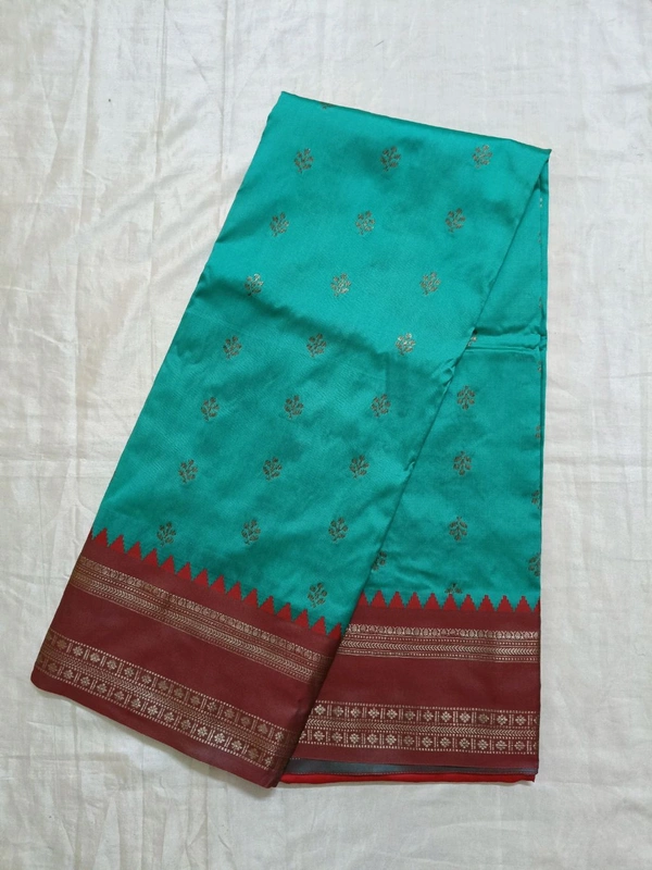 Benarasi Fancy - sea green, Flowers