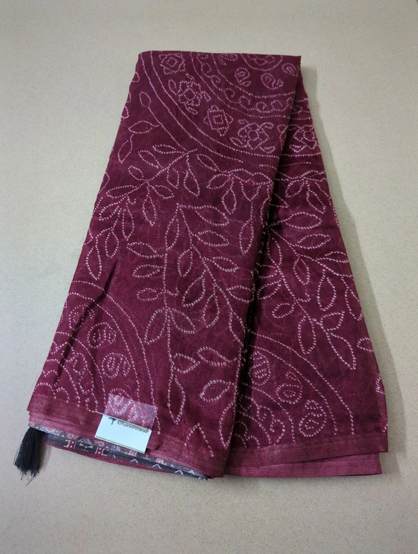 chanderi tusser - Maroon