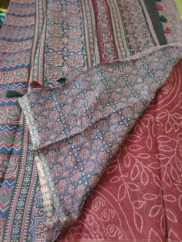 chanderi tusser - Maroon