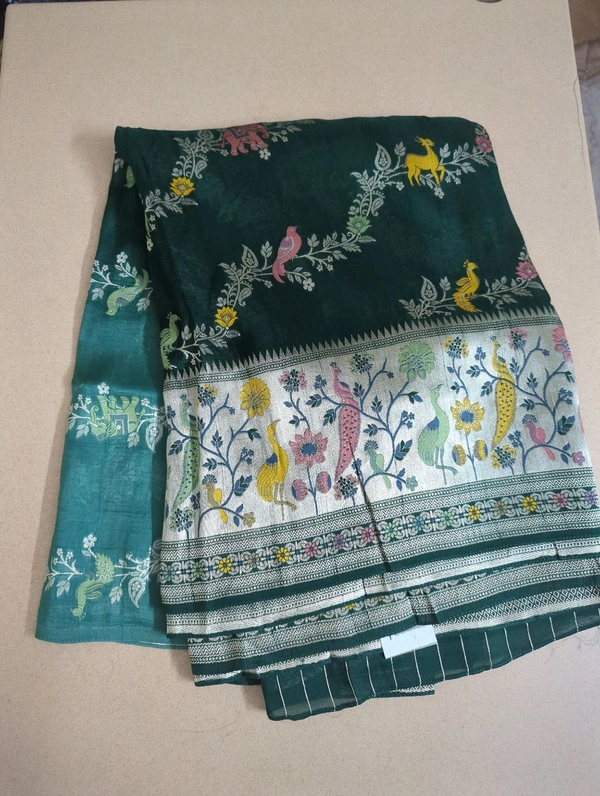 tusser georgette - green