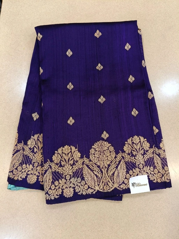 pure handloom rawsilk - Navy Blue