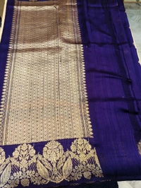 pure handloom rawsilk - Navy Blue