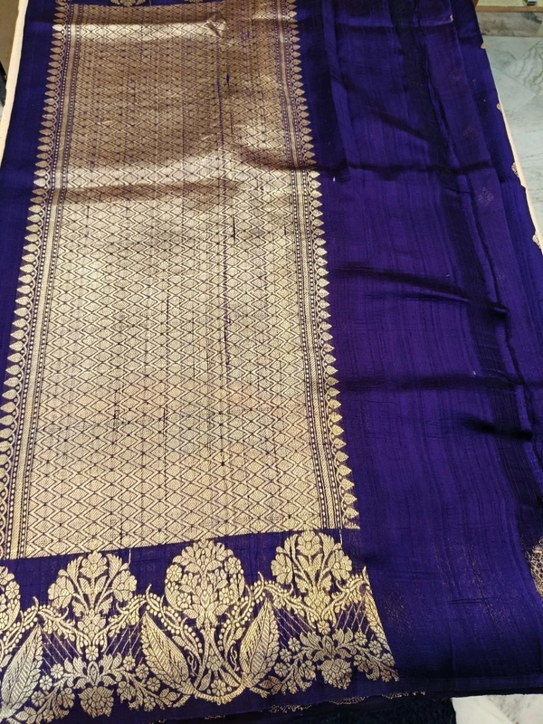 pure handloom rawsilk - Navy Blue