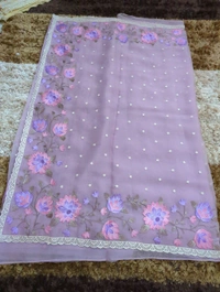 chiffon embroidary - Mauve