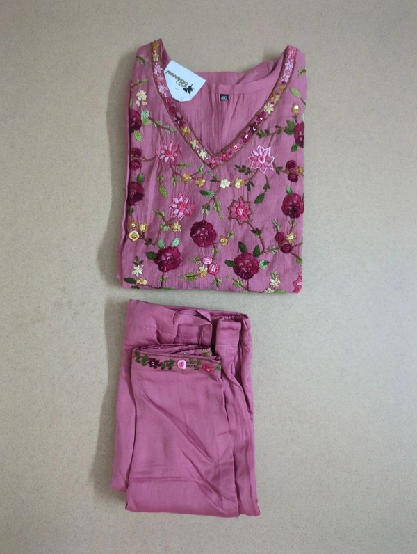 slub raw silk with handwork - 40