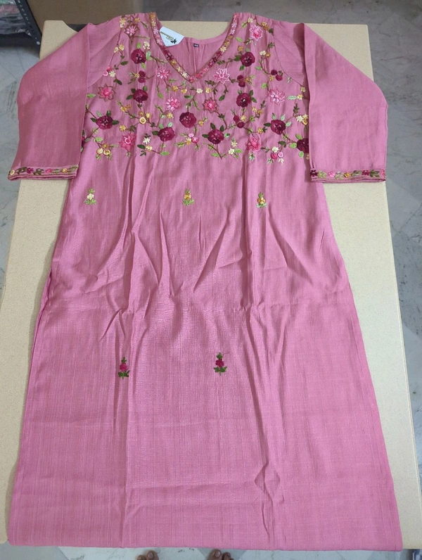 slub raw silk with handwork - 40