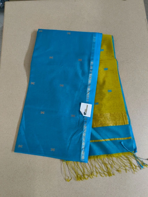 pure handloom maheswari - surf blue