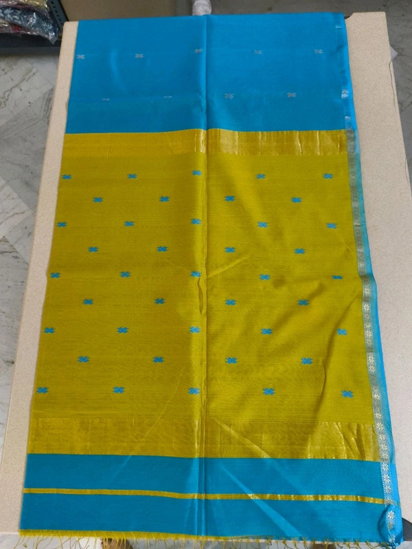 pure handloom maheswari - surf blue