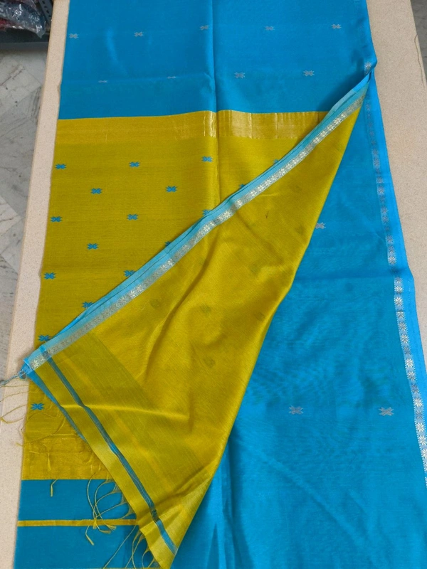 pure handloom maheswari - surf blue