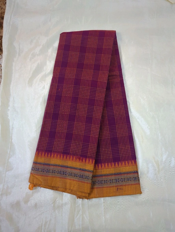 Pure Narayanapet Cotton - Purple, double checks
