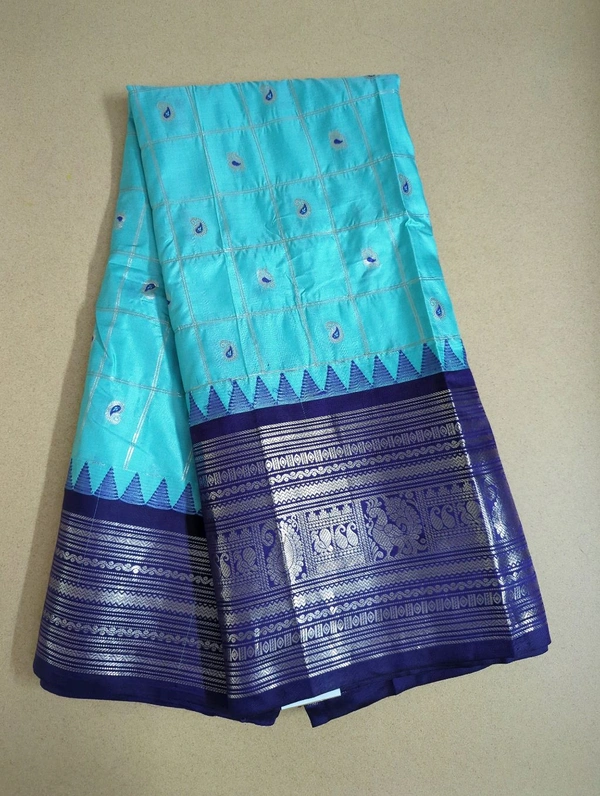 Pure Gadwal  - blue silver border