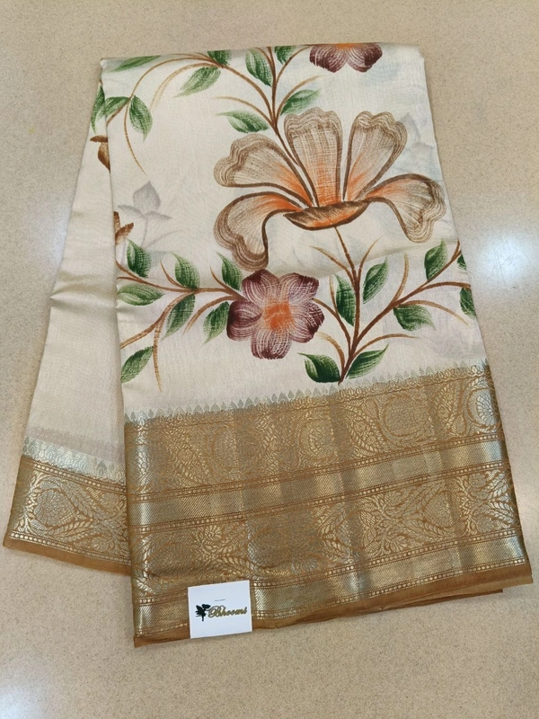 pure raw silk with hand paint - Tan