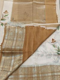 pure raw silk with hand paint - Tan