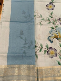 pure raw silk with hand paint - Tan