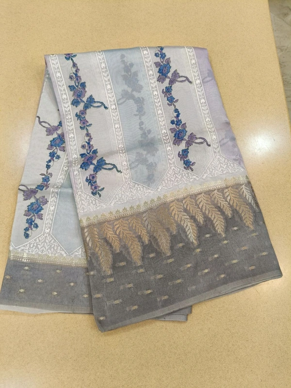 pure rawsilk with weaving - Gray