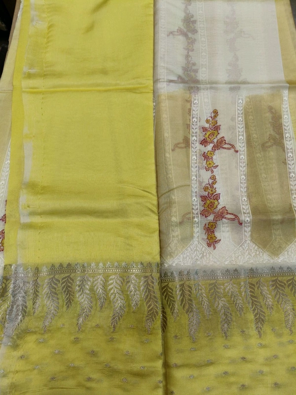pure rawsilk with weaving - Yellow