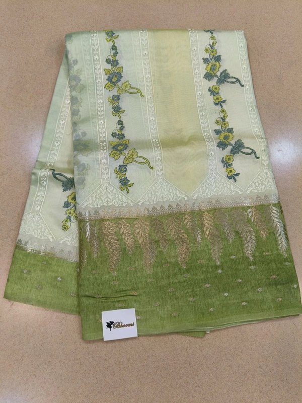 pure rawsilk with weaving - Green