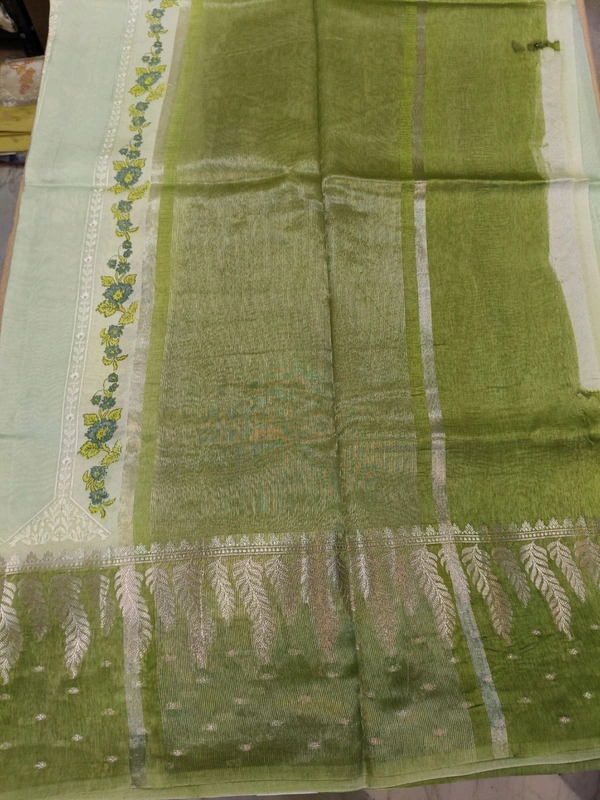 pure rawsilk with weaving - Green