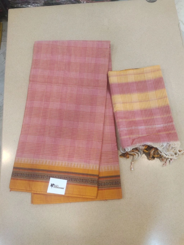 Pure Naryanapet Cotton 3 Piece Suit - Tickle Me Pink
