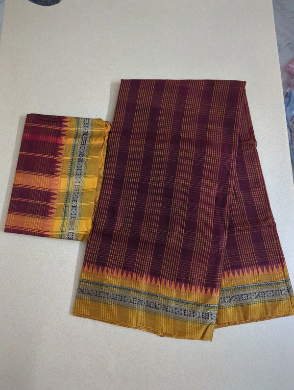 Pure Naryanapet Cotton 3 Piece Suit - Maroon