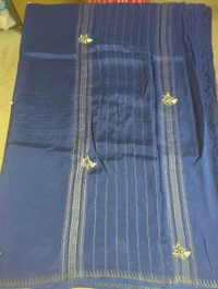 Pure Handloom Mangalagiri Work - Navy Blue