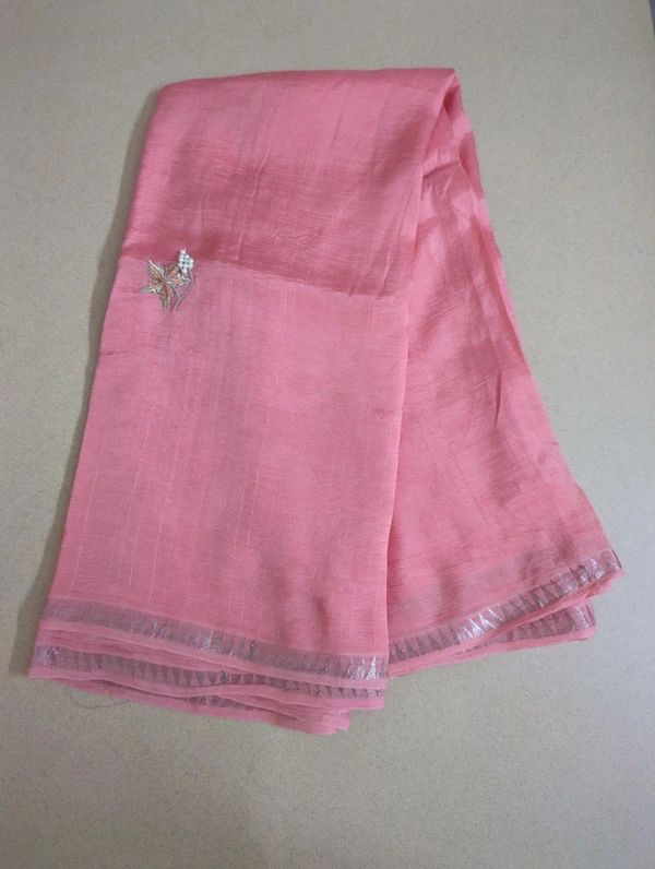 Pure Handloom Mangalagiri Work - peach