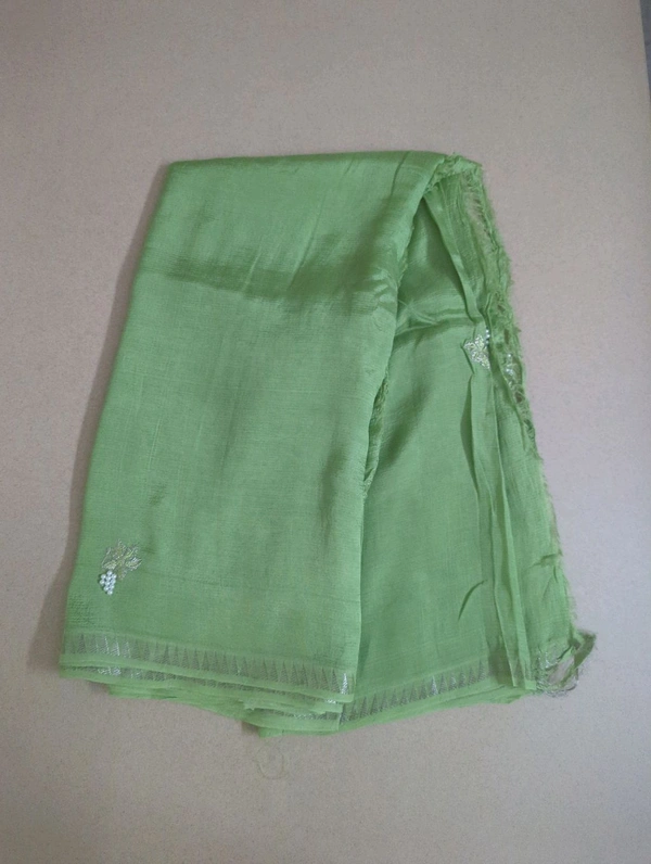 Pure Handloom Mangalagiri Work - Green