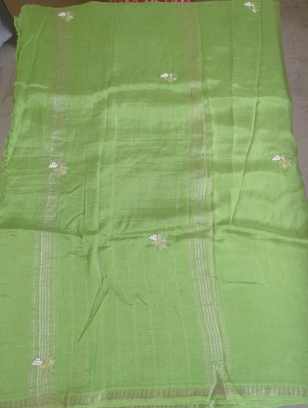 Pure Handloom Mangalagiri Work - Green