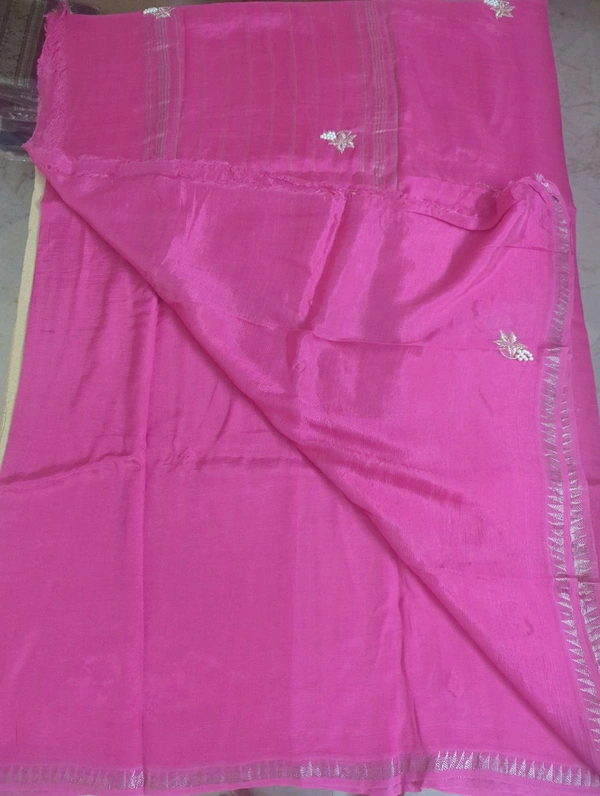 Pure Handloom Mangalagiri Work - pink