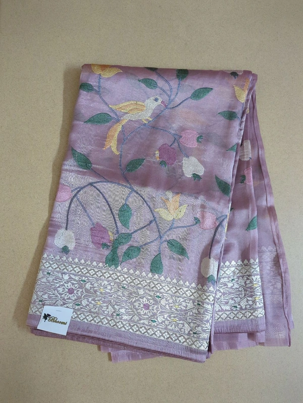 Tissue Silver Embroidery  - Pink Lace
