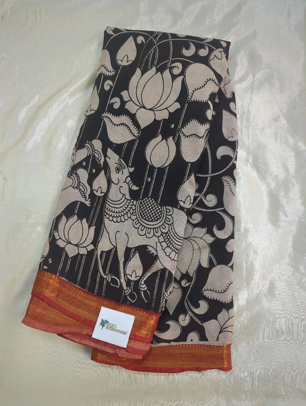 Chennuri Silk - black and white cows