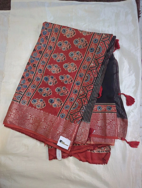 Pure Dola With Ajrakh - red with black