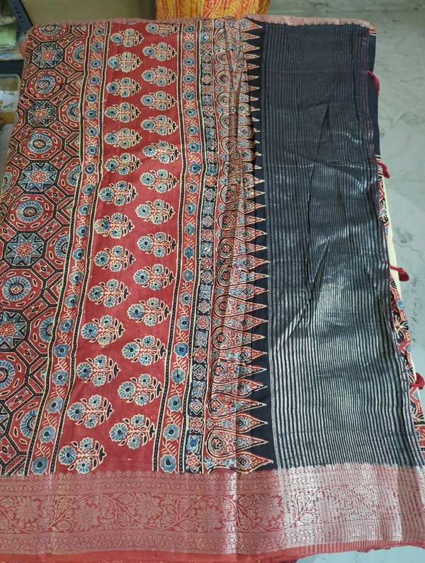 Pure Dola With Ajrakh - red with black