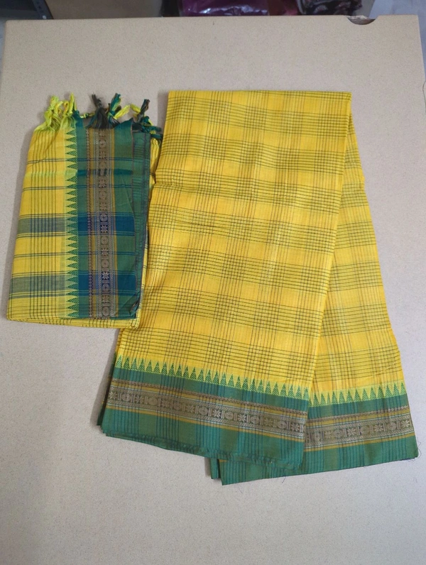 Pure Naryanapet Cotton 3 Piece Suit - Yellow