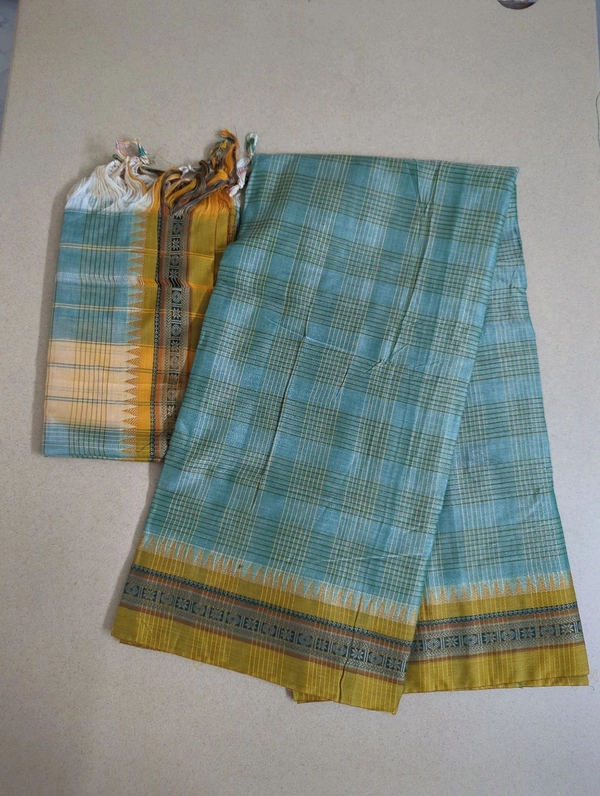 Pure Naryanapet Cotton 3 Piece Suit - green shade