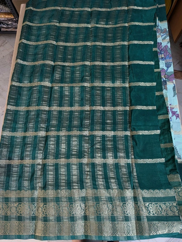 Semi Mysore Silk - green, Lotus