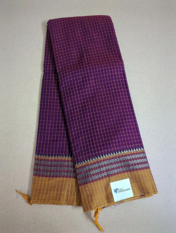 Pure Handloom Narayanapet Checks - Purple