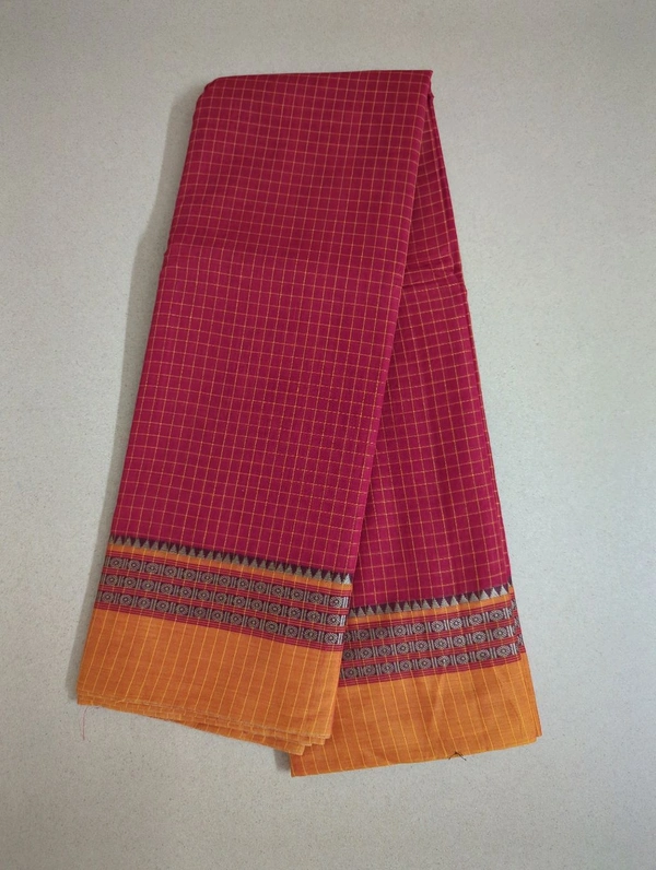 Pure Handloom Narayanapet Checks - Red
