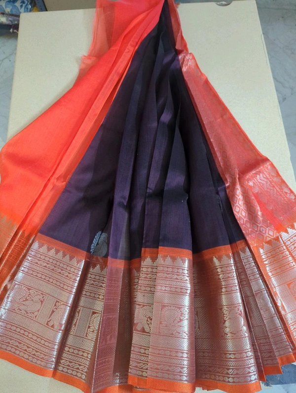 Pure Handloom Mangalagiri  - orange