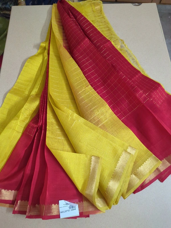 Handloom Mangalagiri Checks - Gold