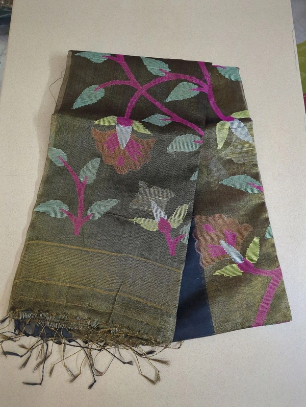Pure Tissue Jamdhani - dark olive