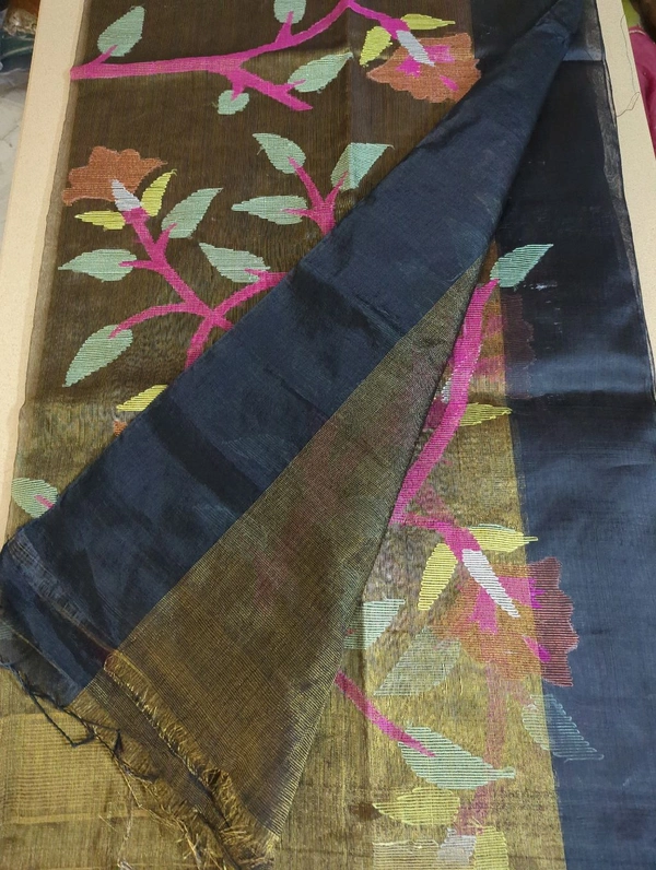 Pure Tissue Jamdhani - dark olive